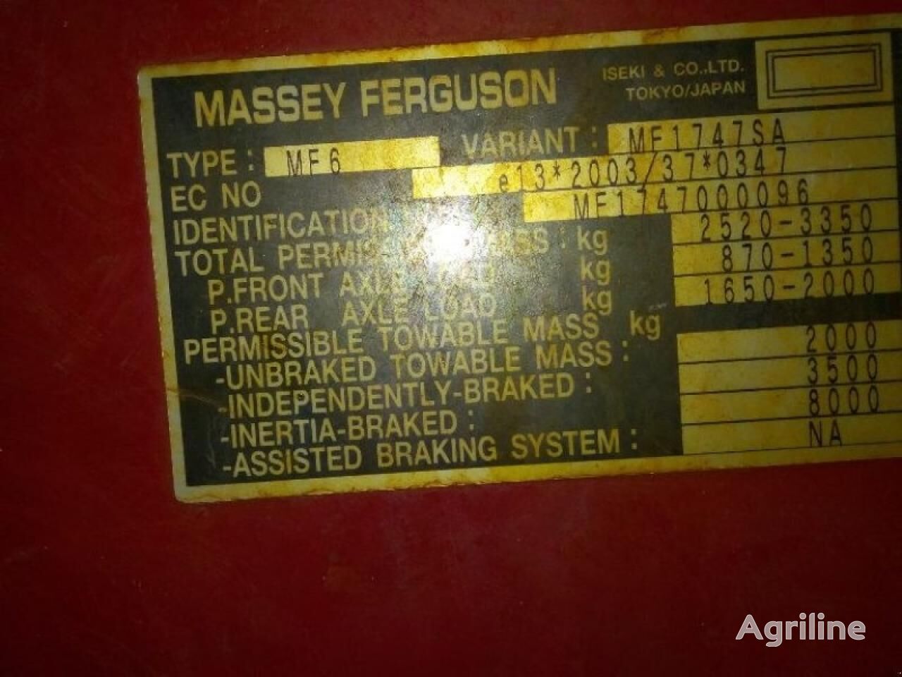 Mini-tracteur MASSEY FERGUSON 1747 - Photo 2